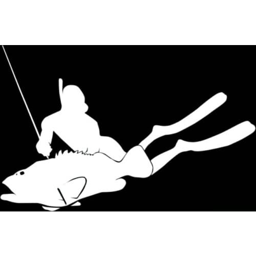 Personality Spearfishing Spear FISH Fishing Diver Fun Vinyl Car Sticker Decals Black Silver Waterproof Accessories C11-0092