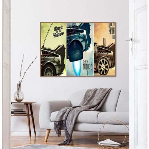 Poster Back to the Future Movie Classic Cool Car Canvas Painting Wall Art Retro Living Room Sofa Home Decor Picture
