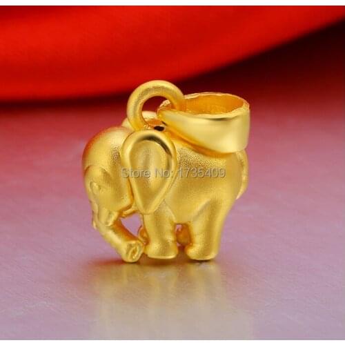 24K Yellow Gold Pendant / 3D Carved Lucky Elephant Pendant / 1.99g