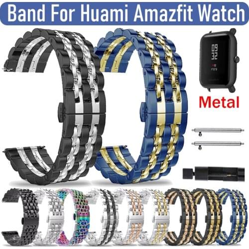 20/22mm Stainless Steel Band for Huami Amazfit Bip Watch Metal Strap for Amazfit Lite/S/U Bracelet Watchband Luxury Accessories