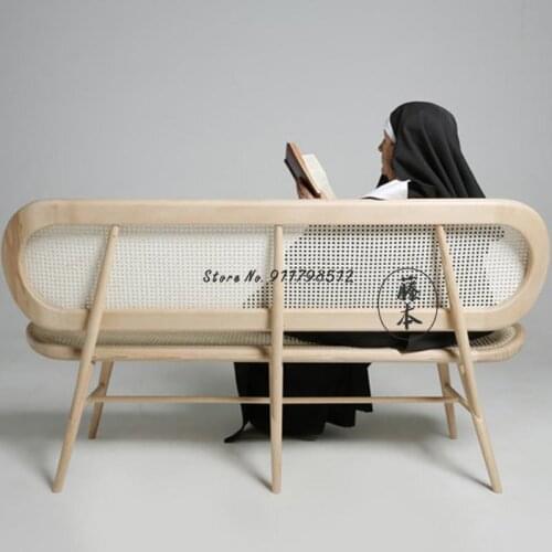 Retro solid wood leisure chair ash wood bench bed end stool shoe changing stool homestay living room