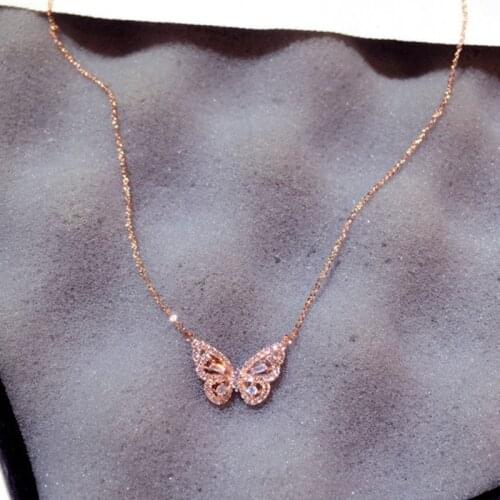 Luxury Bling Zirconia Butterfly Necklaces Trend Exquisite Pendant Super Flashing AAA Zircon Clavicle Short Necklace 2021 New