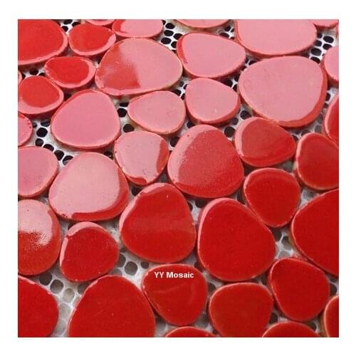Ruby Red Pebble Ceramic Mosaic tile for DIY Kithchen Shower Bathroom wall sticker swimming pool garden floor tile wallpaper