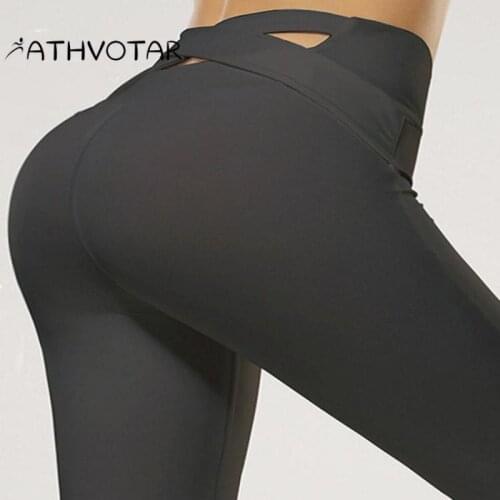 ATHVOTAR Sexy Yoga Leggings Cross Belt High Waist Hip Lift High Elasticity Fitness Gym Clothing Running Quick Dry Sport Pants