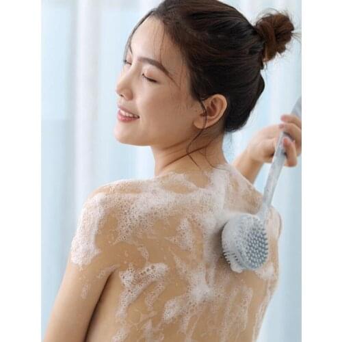 Bath Body Brush Silicone Long Handle Bath Shower Brush Double-sided Back Scrubber With Ultra Soft Bristles For Women Men