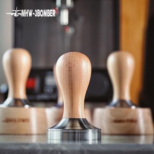 51/53/58mm Stainless Steel Wooden Tamper Rosewood Espresso Powder Cafe Hammer Flat/Thread Base Coffee Tools Coffee Accessories