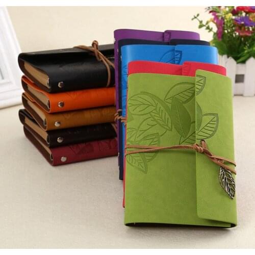 Vintage Red Brown PU Leather Cover Loose Leaf Blank Notebook Journal Diary Gift