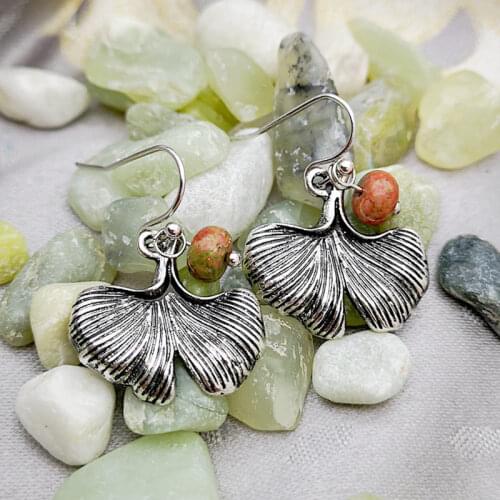 Vintage Ginkgo biloba Leaf Earrings Dangle Drop Fashion Season Plant Jewelry For Women Boho Bead Earring Statement Accessories