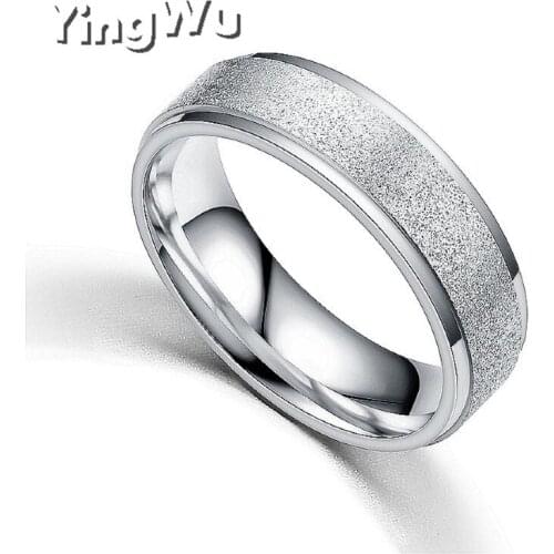 Yingwu Wholesale 5pcs/lot Simple Silver Finger Signet Rings Men Stainless Steel Women Engagement Ring Jewelry Accessories