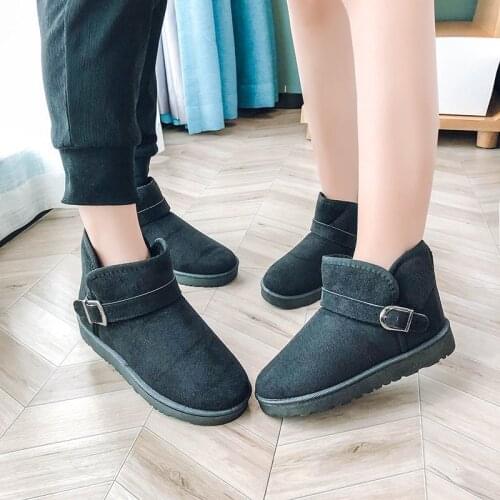 Women Boots Unisex Flush Fur Winter Ankle Boots Slip On Flat Warm Shoes Men Boots Solid Color Couple Shoes Female Footwear 36-44