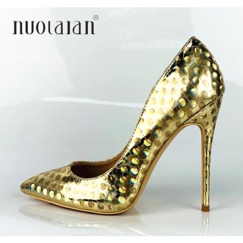 Brand fashion woman shoes gold patent leather party wedding shoes big size 35-42 sexy pointed toe high heels pumps women shoes