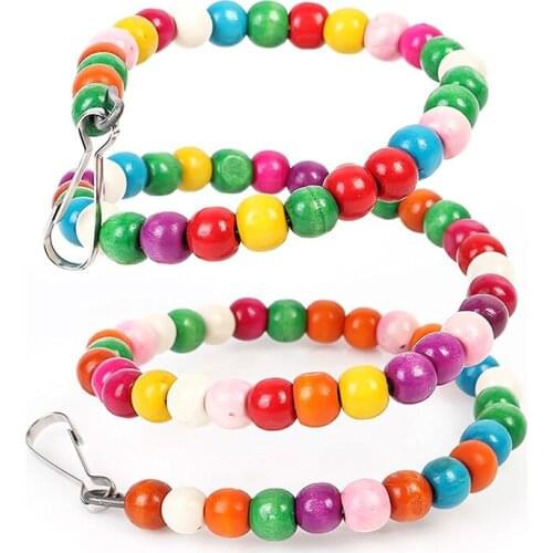 1m 1.5m 2m Pets Parrot Toys Multicolor Beads Bird Toys Wooden Bird Ladder Swing Exercise Rainbow Hamster Parrot Hamster Toy