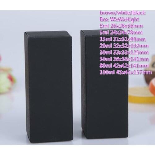 100pcs/lot 5ml/15ml/20ml/30ml/50ml/80ml/100ml Brown/white/black Kraft Paper gift Box Lipstick Perfume bottle tube Packing boxes