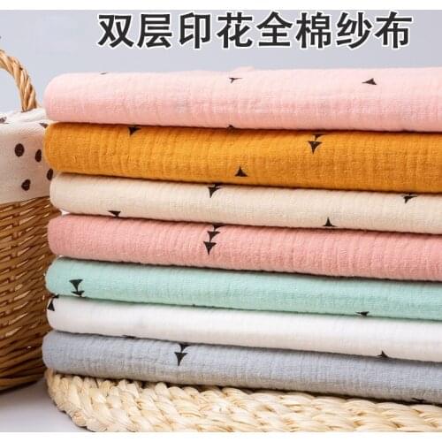 135cmx50cm Triangle Printing Cotton Gauze Fabrics Infants Close-fitting Fabrics Masks Pajamas Night Skirts Home Clothing Fabrics