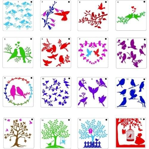 2021 New Birds Silhouette Stencil Set Painting Stencil Templates DIY Drawing Stencils