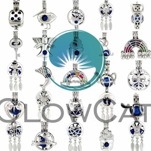 1X Funny Tool Saw Axe Rainbow Animals Dream Catcher Beads Cage Perfume Oyster Pearl Cage Locket for Pendant Jewelry Making