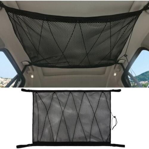 2021 Car Ceiling Storage Net Pocket-Universal Car Roof Interior Cargo Net Bag With Zipper Car Trunk Storage Outdoor Tools
