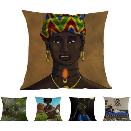 Africa Black man Africa primitive life war pillowcase cushion cover Linen cojines decorativos para sofa pillow cover 45x45cm