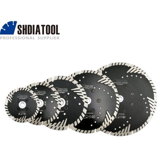 SHDIATOOL Hot pressed Diamond turbo Blade with Slant protection teeth Diamond Blades for stone concrete cutting with M14 FLANGE