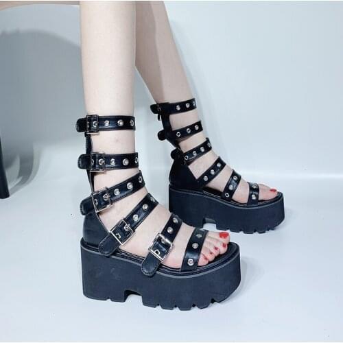 Block heel shoes chunky sandals Casual Shoes platform summer sandals wedges gladiators summer sandals women punk casual sandals