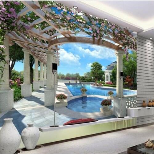 Wellyu Custom large murals high - end luxury villas 3D swimming pool background wall wall paper wallpaper for walls 3 d