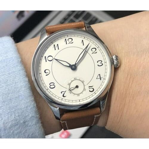 Sapphire crystal or Mineral glass 44mm white enamel dial Asian 6498 Mechanical movement mens watch GR134-20