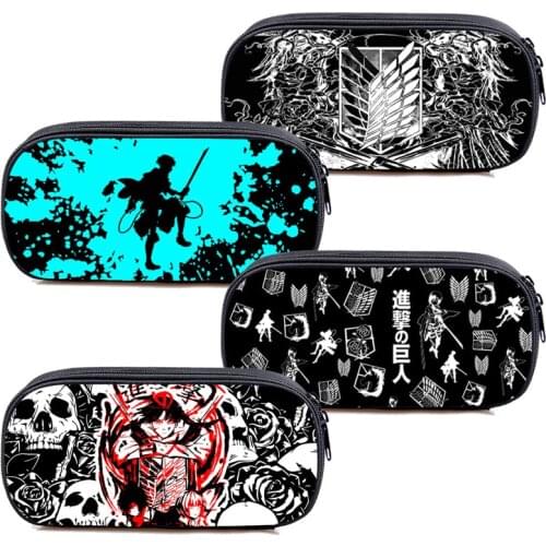 Hip Hop Attack on Titan Season 4 Pencil Case 3D Anime Make Up Box Cosmetic Case Zipper Storage School Supplies Beauty Case Women