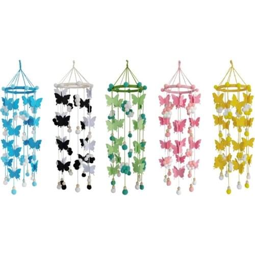 Baby Crib Wind Chime Butterfly Hair Ball Rattle Newborn Cot Pendant Infants Room Decoration Shower Gifts