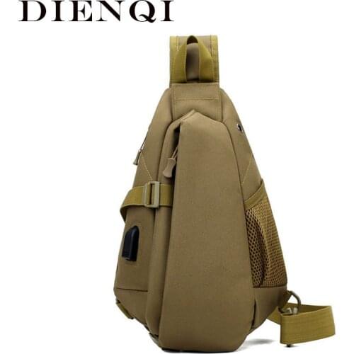 DIENQI Canvas Military Tactical Men Chest Bag 2021 Waterproof Man Shoulder Sling Bag Pack Side Small Crossbody bags for men new