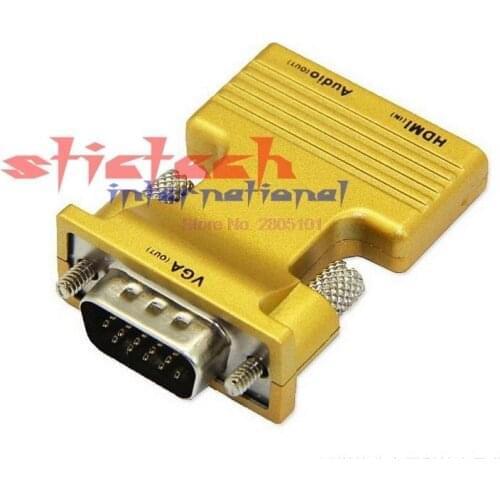 By dhl or ems 50 sets 2016 New HDMI Female to VGA Male Converter with Audio Adapter Support 1080P Signal Output For Family