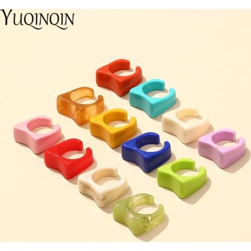 Chic Korea Acrylic Elegant Rings for Women Minimalist Resin Finger Ring For Teen Girls Simple Multicolor Vintage Accessories