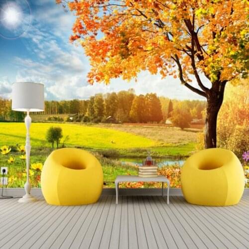 Drop Shipping Custom Photo Wallpaper Beautiful Autumn Maple Landscape Background Wal Living Room TV Decoration Wallpaper Murals