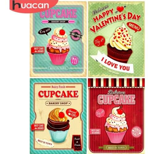 HUACAN 5D Diamond Embroidery Cake Diamond Art Painting Cartoon Mosaic Handmade Home Decoration