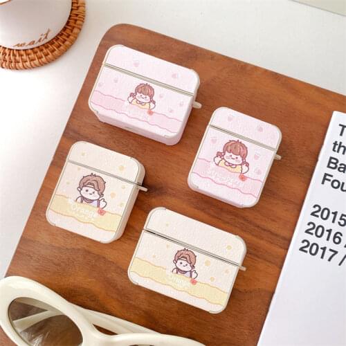 Kawaii Couple Leather Earphone Case for Apple Airpods 1 2 Shockproof Wireless Bluetooth Headphone Cover for Airpods Pro Funda