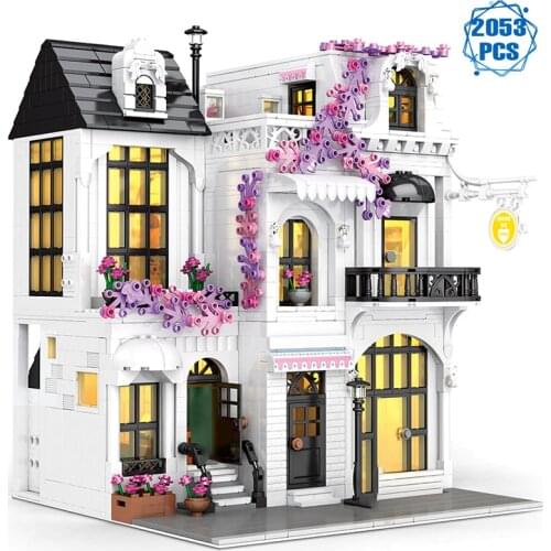 DIY Expert Street View Architecture Building Blocks Ideas European Flower Street Assembly Bricks Model Childrens Toys Gifts