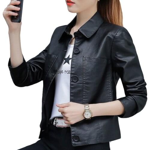 Leather Jacket Women Fashion Slim Black Motorcycle Coat Short Ladies Faux Leather Biker Jacket Soft Jacket Female Top 2019 4XL