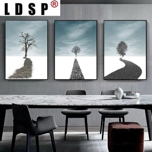 LDSP Tree Road Poster Snow Landscape Minimalist Prints Pictures Canvas Painting Modern Wall Art For Living Room Sofa Home Decor
