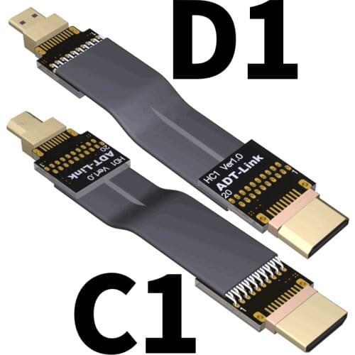 Mini HDMI To Mini HDMI C To C 2K 4K 50/60Hz for HDTV AV Aerial Photography 90 Degree Connector Drone Gopro DSLR gimbal kit C-C