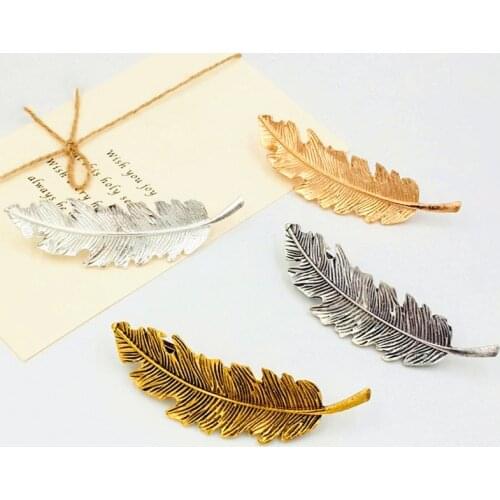 Fashion Hair Clip Snap Hair Barrette Stick Leaf Feather Hairpin Hair Accessories for Women Girls orquillas para el pelo mujer