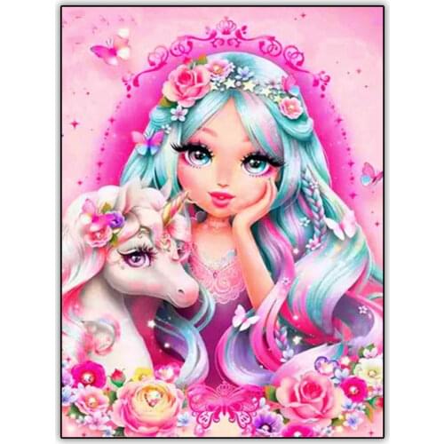 5d DIY Diamond Painting Set Full Drill Square Round Drill Pink Princess and Unicorn Diamond Paintings Embroidery Cross Stitch