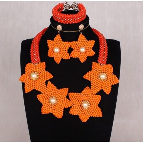DODU Jewelry Sets For Women Wedding Crystal Beaded Flowers Orange 2020 Fashion Crystal Party Set Custom Color Available