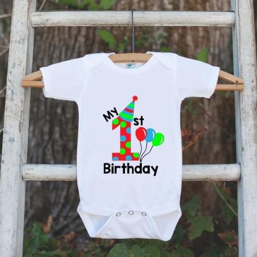 Baby boy girl my first one year old 1st birthday Bib summer Outfit shirt birthday party decoration gift Photo props present