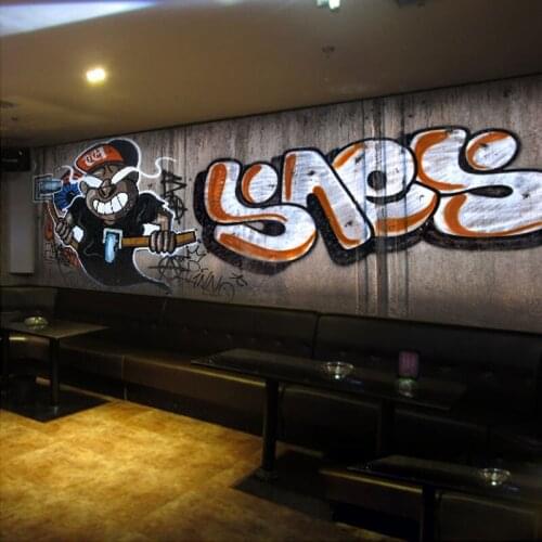 Beibehang Custom Mural Wallpaper Abstract Graffiti KTV Lounge Bar Cafe Living Room Backdrop 3D Retro Wallpaper Papel