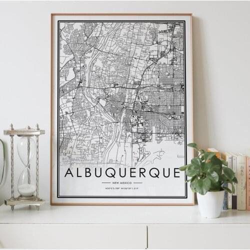 ALBUQUERQUE New Mexico NM USA city map Nordic Living Room Decoration Canvas Poster Modern Home Decor Art Print Painting