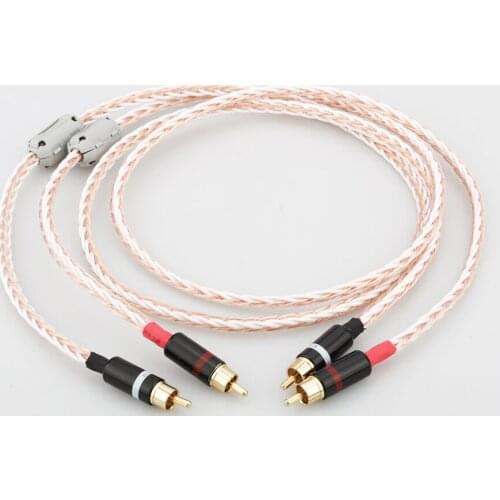 New Pair Audiocrast RCA to RCA Cable Hi-end HIFI OFC pure copper silver mixed Audio Wire Cord analogue RCA Cable