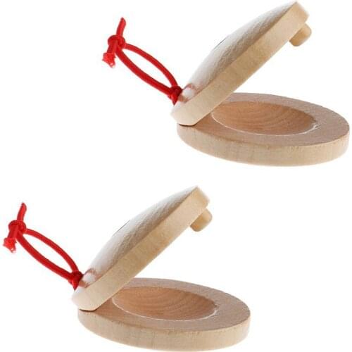New A pair of wooden flamenco musical instrument castanets of wood color percussion instrument