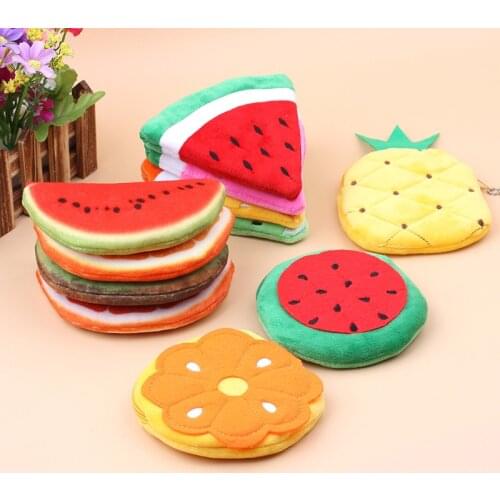 NEW Cute Fruits Plush Coin Purse Children Zip Small Change Purse Wallet Women Pouch Money Bag Girl Mini Short Coin Holder Wallet