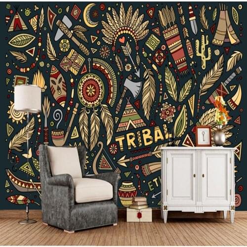 Papel de parede Indian style doodle 3d wallpaper,living room sofa TV wall bedroom wall papers home decor restaurant bar mural