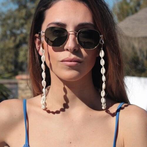 Eyeglasses Chain Natrual Sea Shell Hand Knitted Silicone Loops Women Sunglasses Accessory Seabeach Necklace Strap Rope