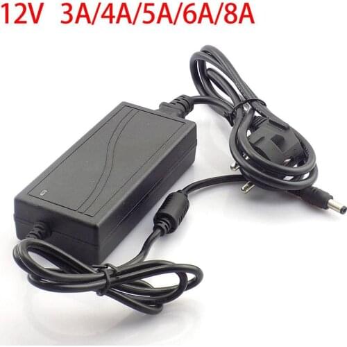 Power Supply Adapter 3A 4A 5A 6A 8A LED Charger AC DC 240V 5.5mm x 2.5mm Driver Adaptor US EU Plug For LED Strip Lamp Light